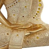 Gold Polystone Glam Sculpture, Buddha 20" x 14" x 9"