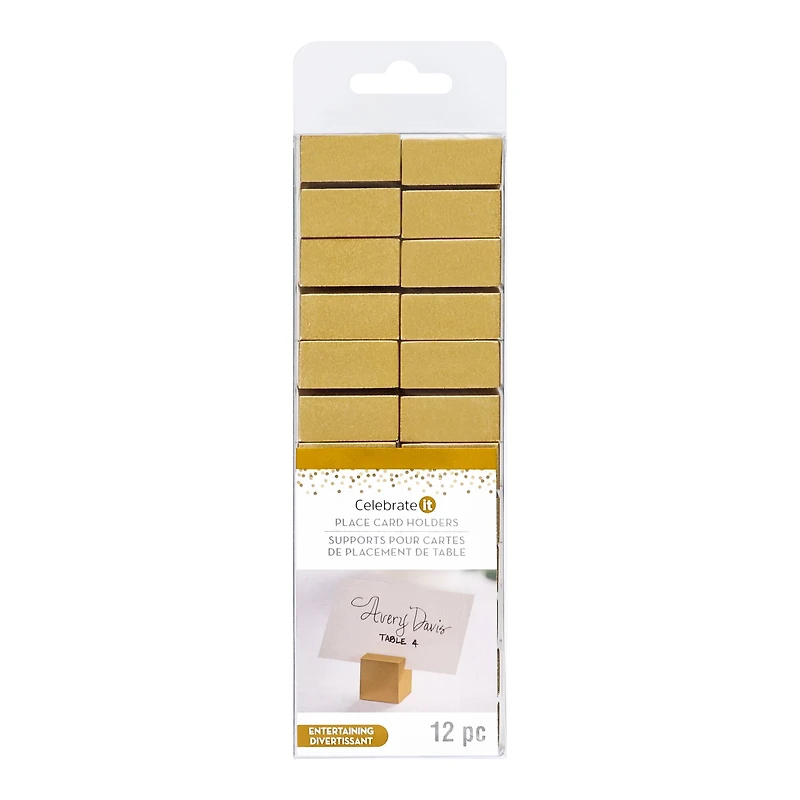 1" Gold Block Place Card Holders, 12ct. by Celebrate It™
