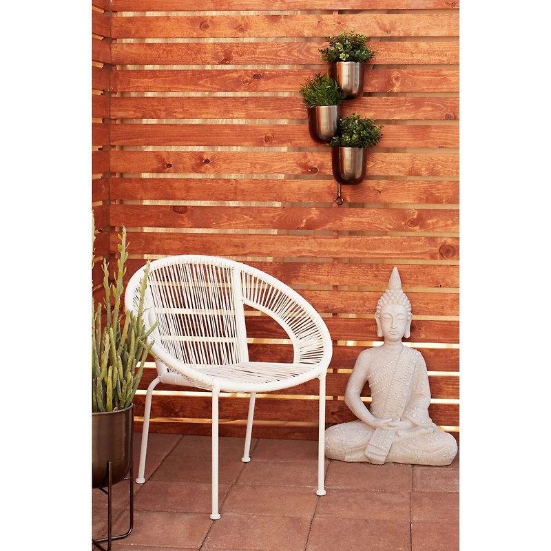 The Novogratz 25" Dark Silver Metal Contemporary 3-Pot Hanging Planter