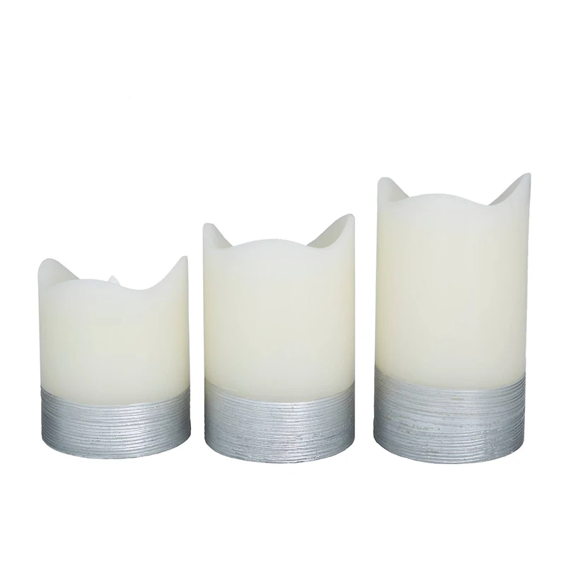 Cream & Silver Traditional Flameless Candle Set