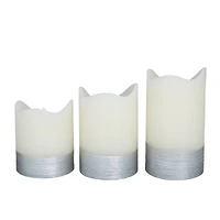 Cream & Silver Traditional Flameless Candle Set