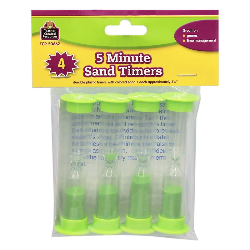 Teacher Created Resources® 5 Minute Sand Timers, 6 Packs of 4