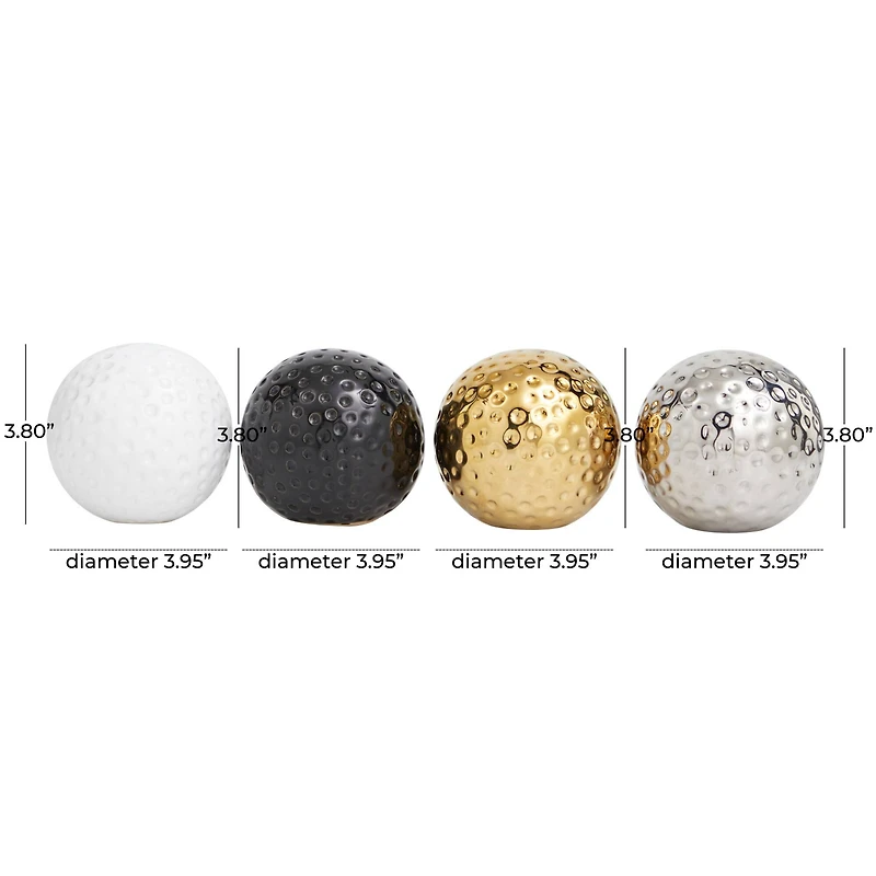 4" Hammered Detail Ceramic Ball Sculpture Set