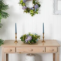 9" Blue Hydrangea Candelabrum Centerpiece