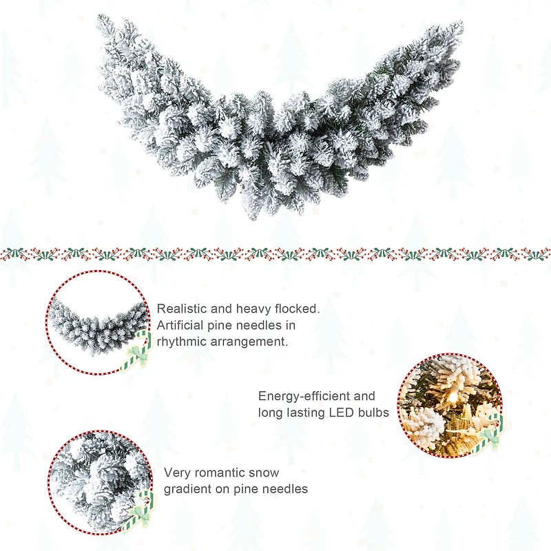 Glitzhome® 36" Pre-Lit Snow Flocked Christmas Swag with LED Lights