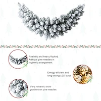 Glitzhome® 36" Pre-Lit Snow Flocked Christmas Swag with LED Lights