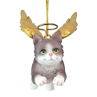 Design Toscano Honor the Feline Gray Tabby Cat Angel Ornament