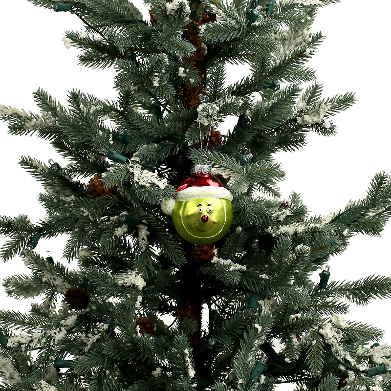 3" Yellow Tennis Ball in Santa Hat Glass Ornament by Ashland®