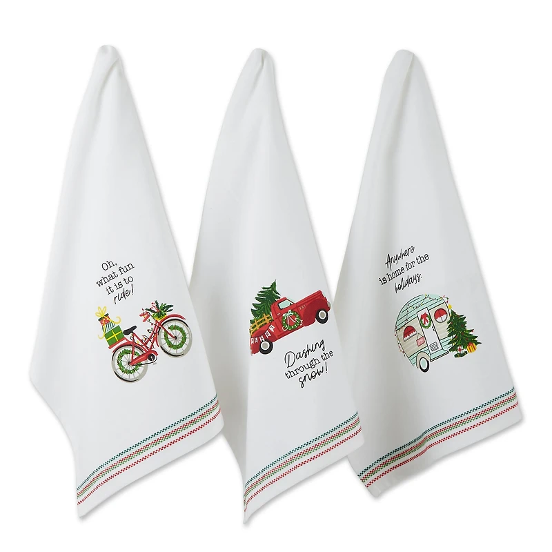 DII® Holidays On Wheels Printed Dishtowel Set