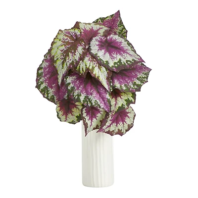 18" Wax Begonia Plant in White Planter