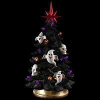 12" Black LED Lighted Skull & Ghost Halloween Tree