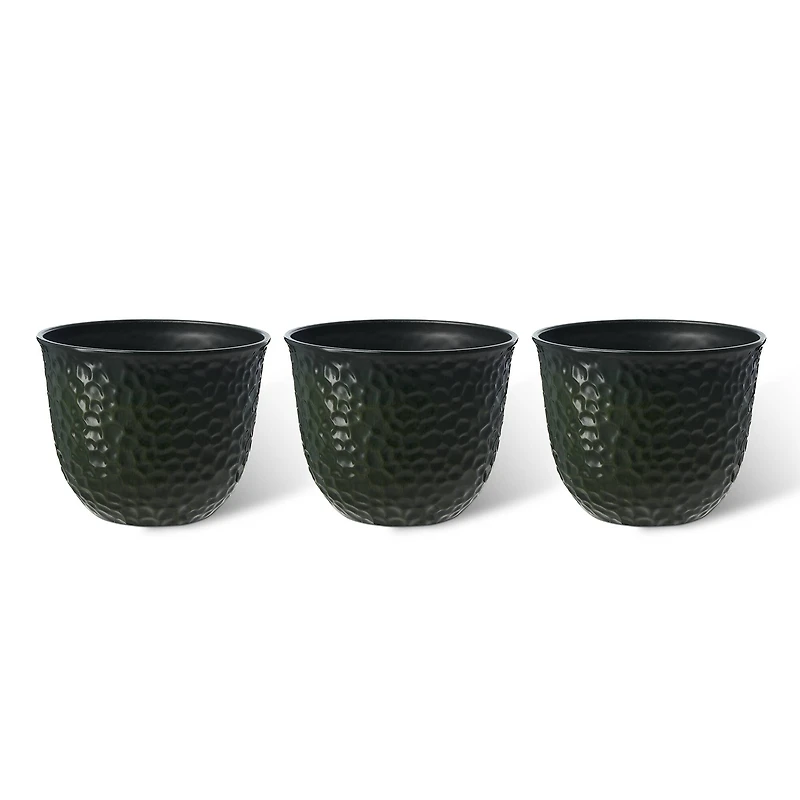 Glitzhome® 11.75" Honeycomb Textured Green Faux Ceramic Plastic Planters, 3ct.