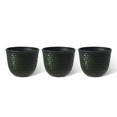 Glitzhome® 11.75" Honeycomb Textured Green Faux Ceramic Plastic Planters, 3ct.