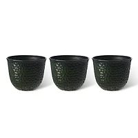 Glitzhome® 11.75" Honeycomb Textured Green Faux Ceramic Plastic Planters, 3ct.