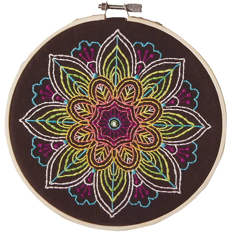 Leisure Arts® 6" Neon Mandala Embroidery Kit