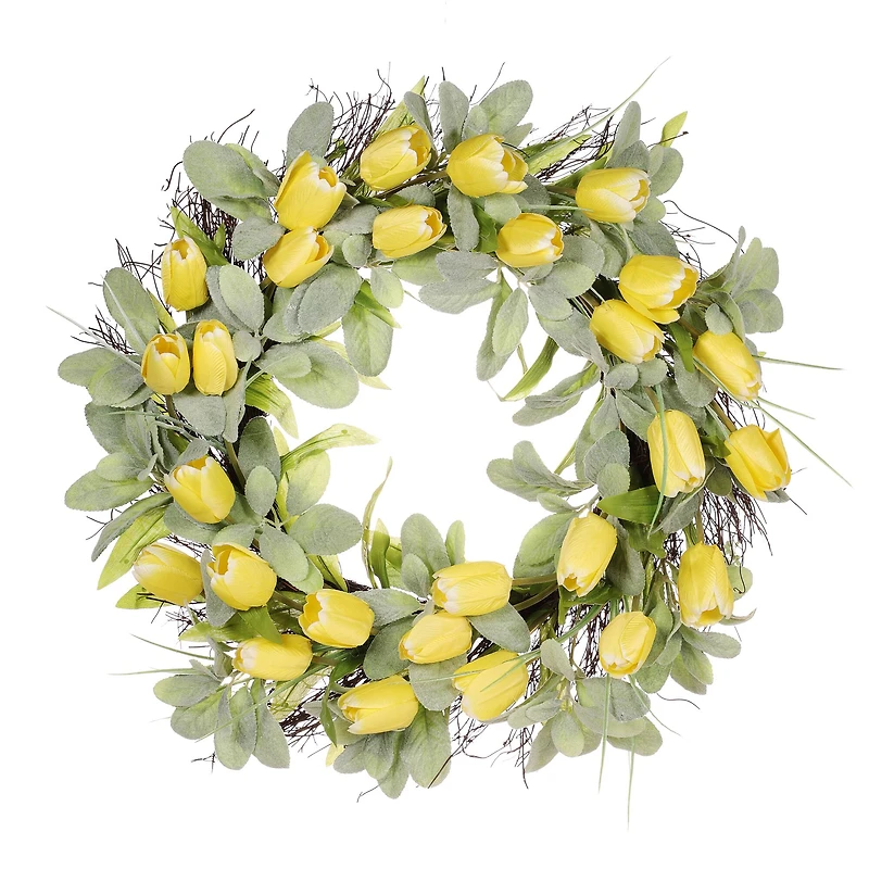 24" Yellow Spring Tulip Wreath