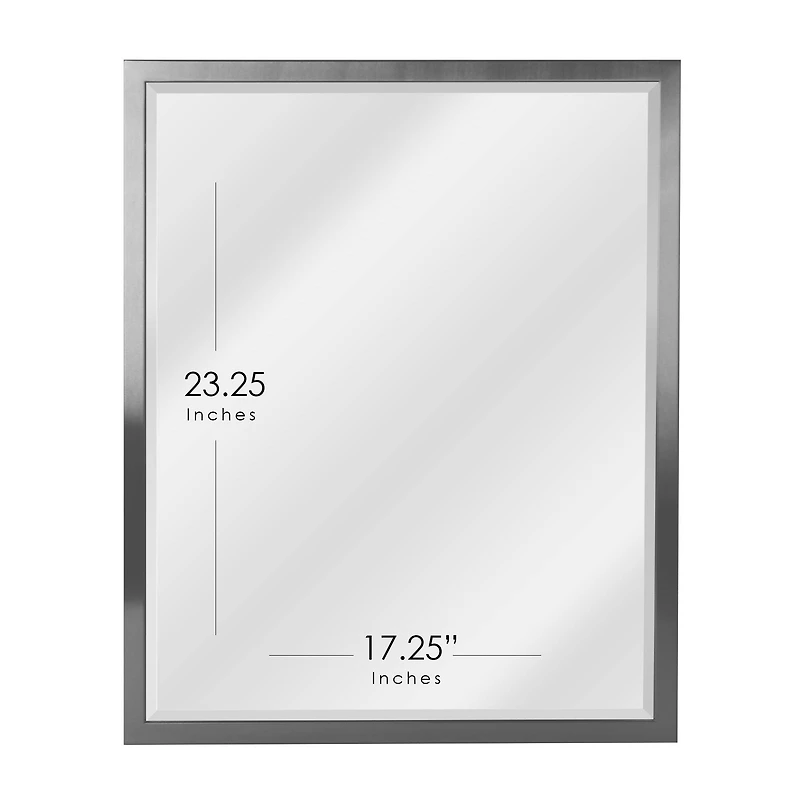 Head West 25" Brushed Nickel Stainless Steel Framed Wall Mirror