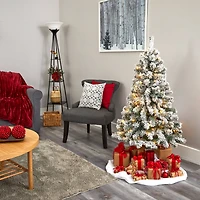 4ft. Pre-Lit Flocked West Virginia Fir Artificial Christmas Tree, Clear LED Lights