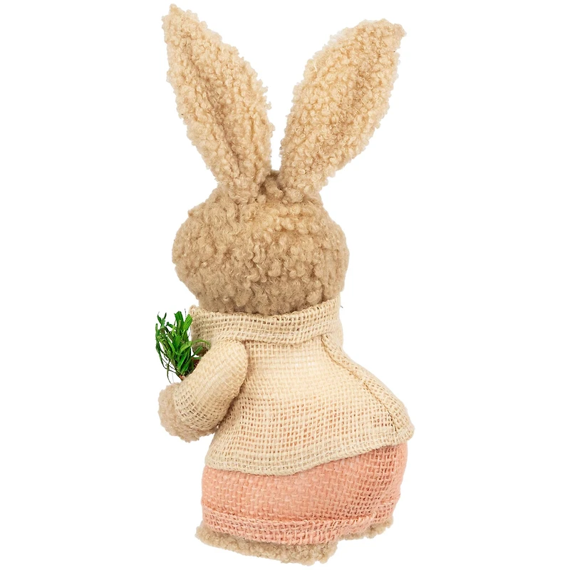 10" Plush Boy Easter Rabbit Figurine with Carrots