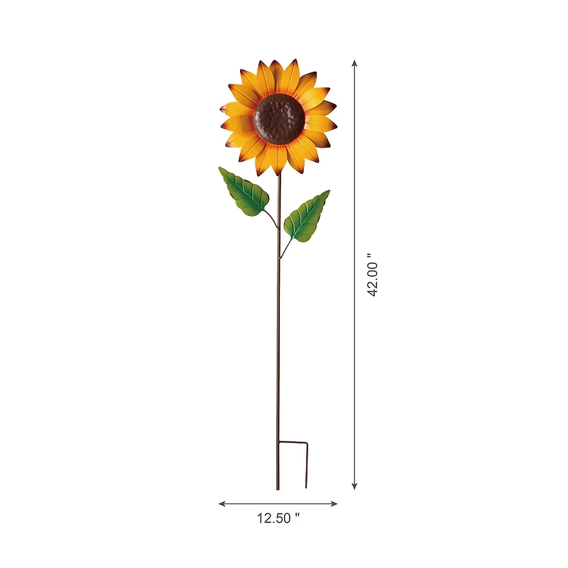 Glitzhome® 42" Fall Sunflower Metal Yard Stake
