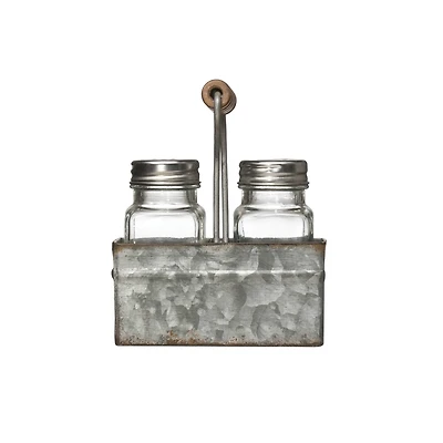 Hello Honey® Glass Salt & Pepper Shaker Set with Metal Caddy