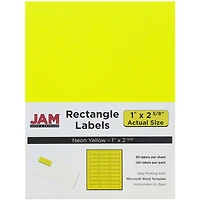 JAM Paper Neon Yellow Mailing Address Label Combo Set