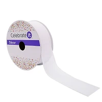 1.5" x 20ft. White Wired Faux Linen Ribbon by Celebrate It™