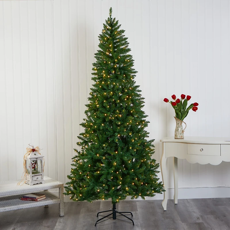 7.5ft. Pre-Lit Green Valley Fir Artificial Christmas Tree with Clear LED Lights