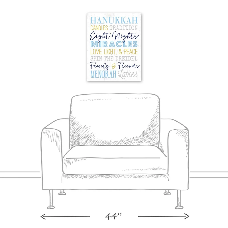 Hanukkah Words and Phrases 16x20 Canvas Wall Art