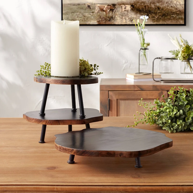 Tree Disc Pedestal Tray Set
