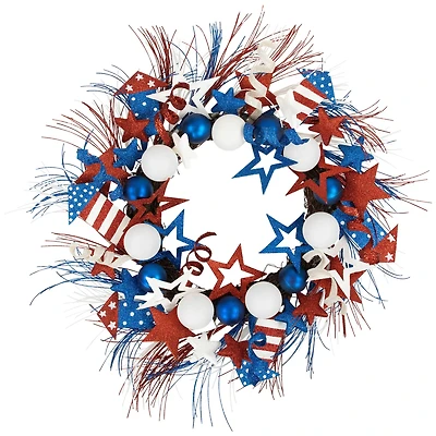 22" Glittered Stars & Rockets Patriotic Wreath