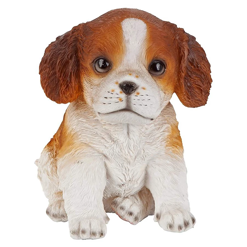 Design Toscano 6" & White Cavalier King Charles Puppy Partner Collectible Dog Statue