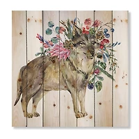 Designart - Wolf With Woodland Flowers