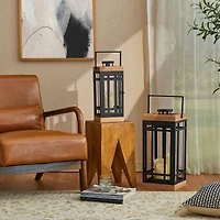 Glitzhome® Modern Square Metal & Wood Lanterns Set