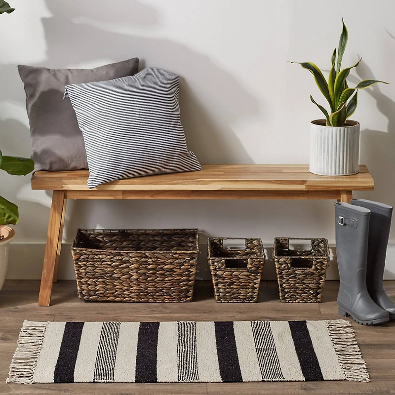 DII® Black Combo Stripe Hand-Loomed Rug, 2ft. x 3ft.