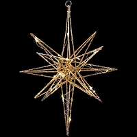 12'' Warm White LED Lighted B/O Gold Glittered Geometric Star Christmas Decoration