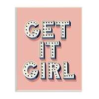 Stupell Industries Get It Girl Bold Polka Dot Typography over Pink Wall Plaque