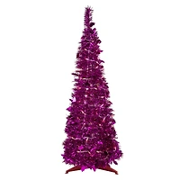 6ft. Pre-Lit Tinsel Pop-Up Artificial Christmas Tree