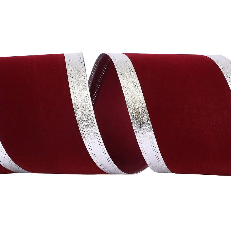 JAM Paper 4" x 10yd. Burgundy Wired Velvet Ribbon