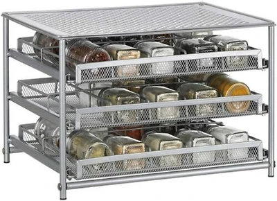 NEX™ 3-Tier 30-Bottle Metal Spice Rack with Drawer Organizer