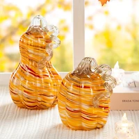 Glitzhome® Fall Multi Stripes Glass Pumpkin