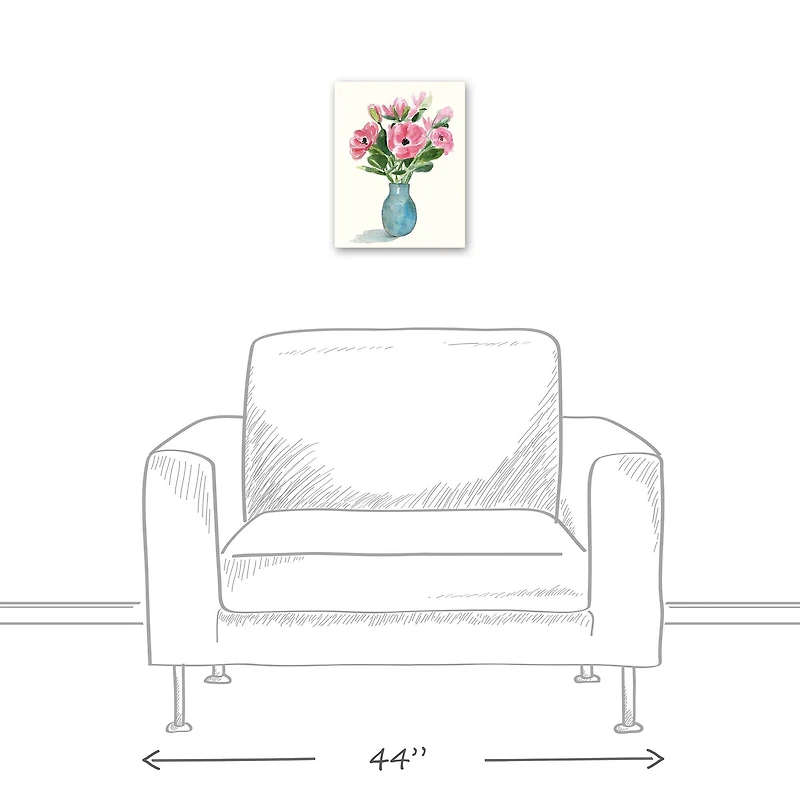 Blue Vase Florals 11" x 14" Canvas Wall Art