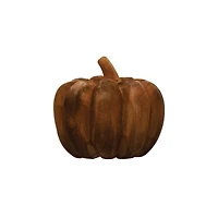 Hello Honey® 5.5" Orange Hand-Carved Poplar Wood Pumpkin Figurine