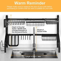 NEX™ Black 2-Tier Over the Sink Dish Rack with 5 Utility Hooks