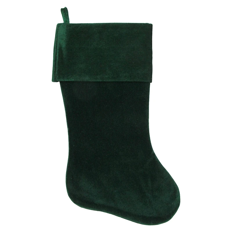 19" Traditional Velvet Christmas Stocking, Green