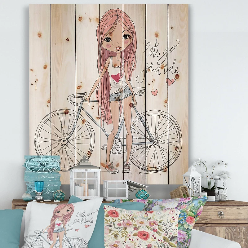 Designart - Young Girl With Bicycle