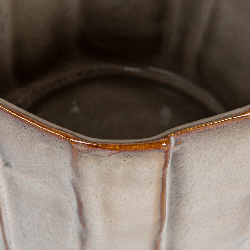 Hello Honey® 5.5" Cream Round Stoneware Pleated Planter