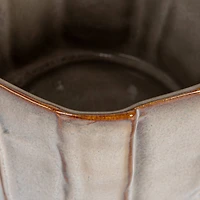 Hello Honey® 5.5" Cream Round Stoneware Pleated Planter