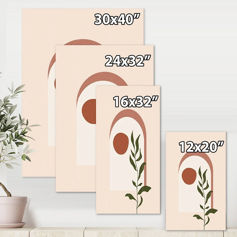 Designart - Abstract Geometrical Moon With Leaf III