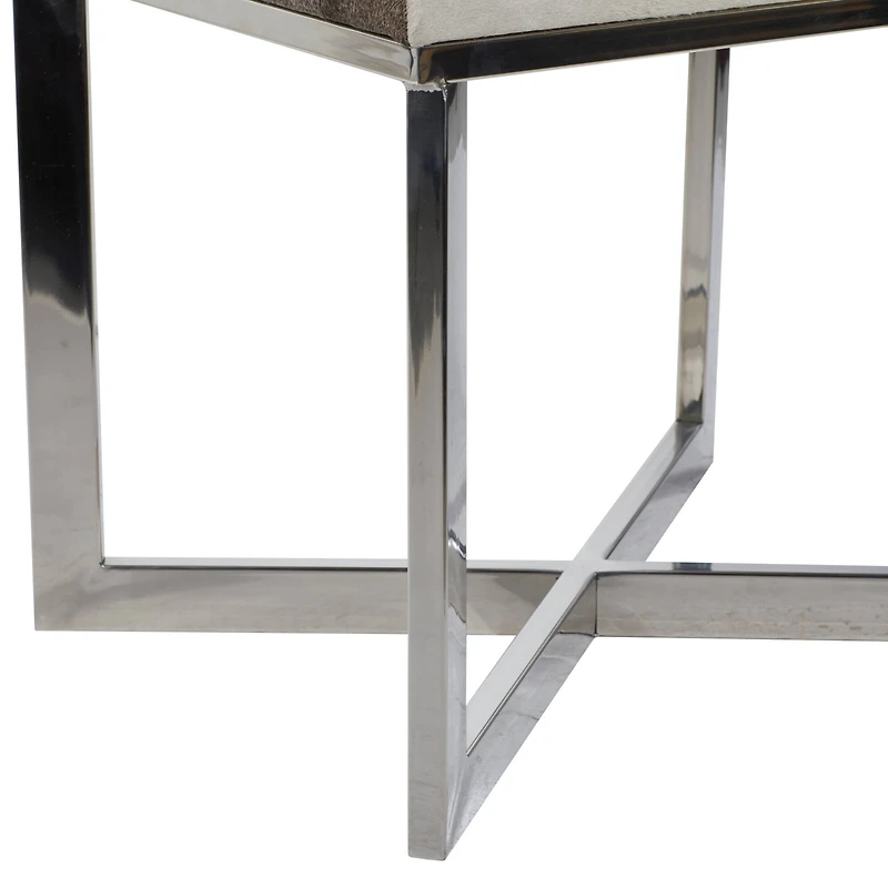 20" Gray & White Stainless Steel Contemporary Stool